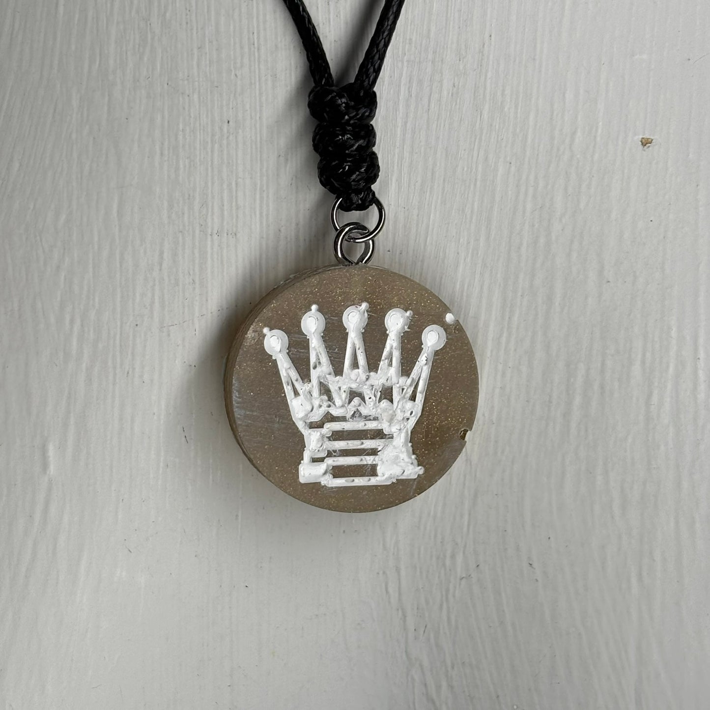Cream Yellow Queen - Handmade Resin Chess Necklace