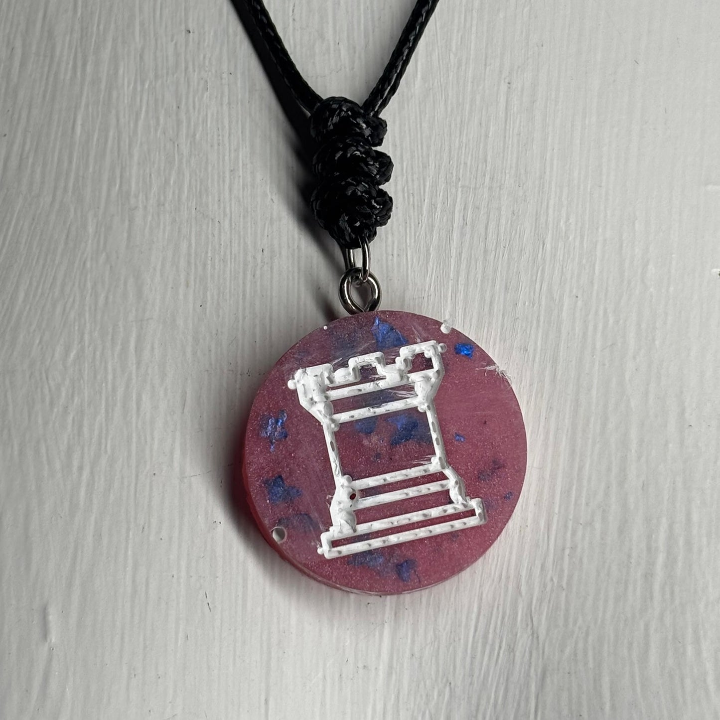 Cool Pink Rook - Handmade Resin Chess Necklace