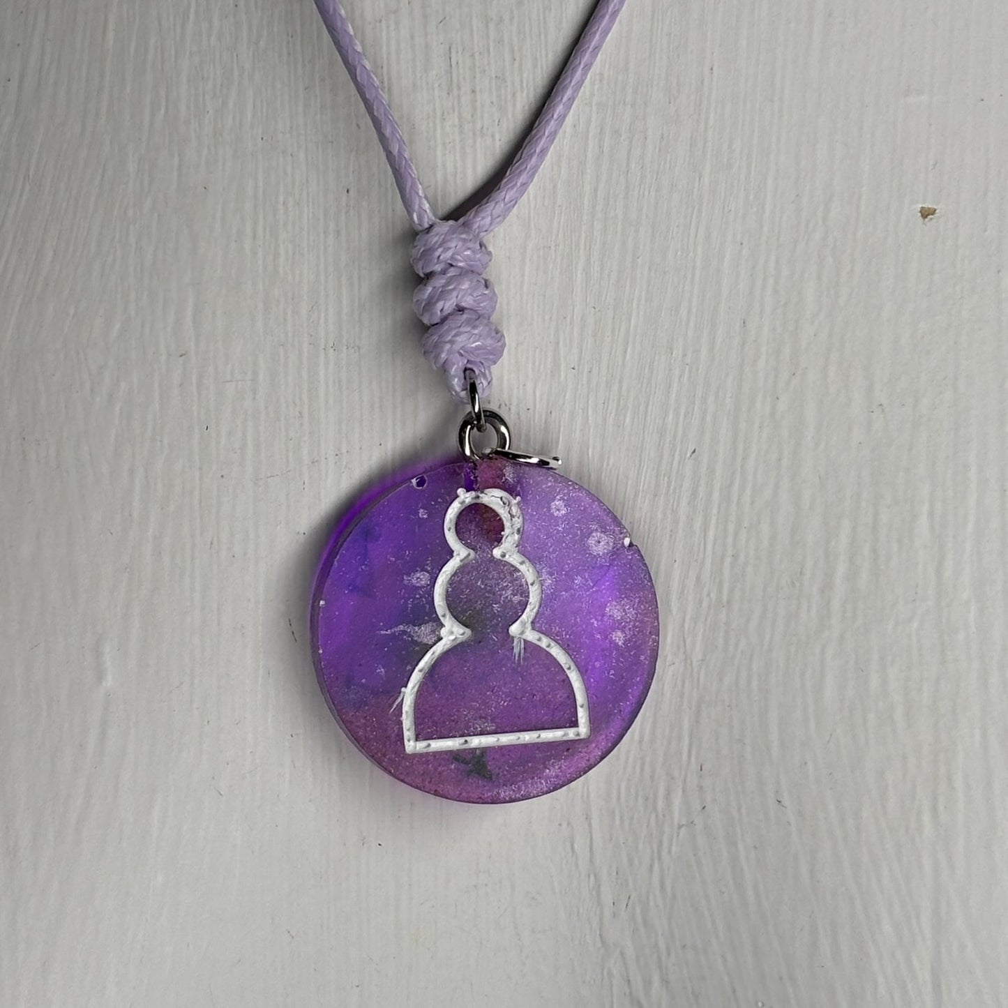 Purple Resin Pawn - Handmade Resin Chess Necklace