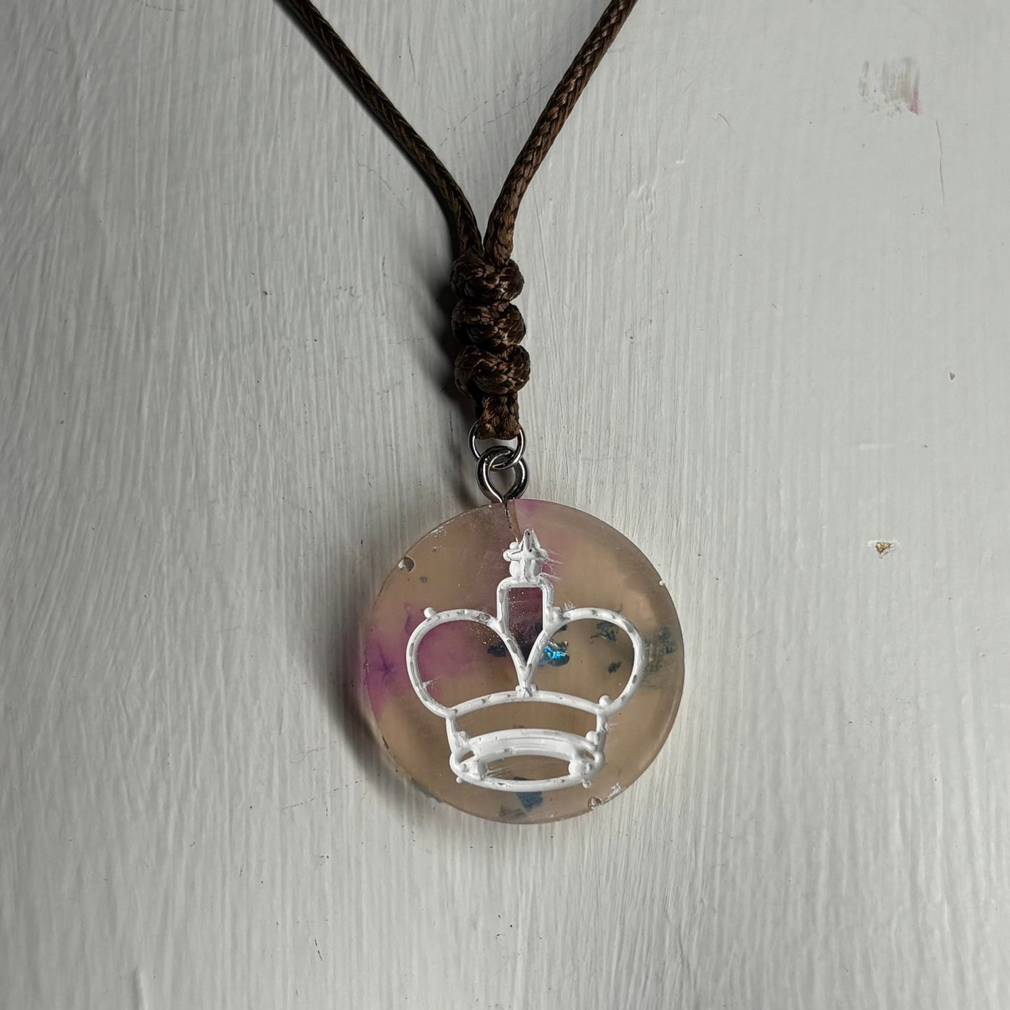 Creamy Mix King - Handmade Resin Chess Necklace