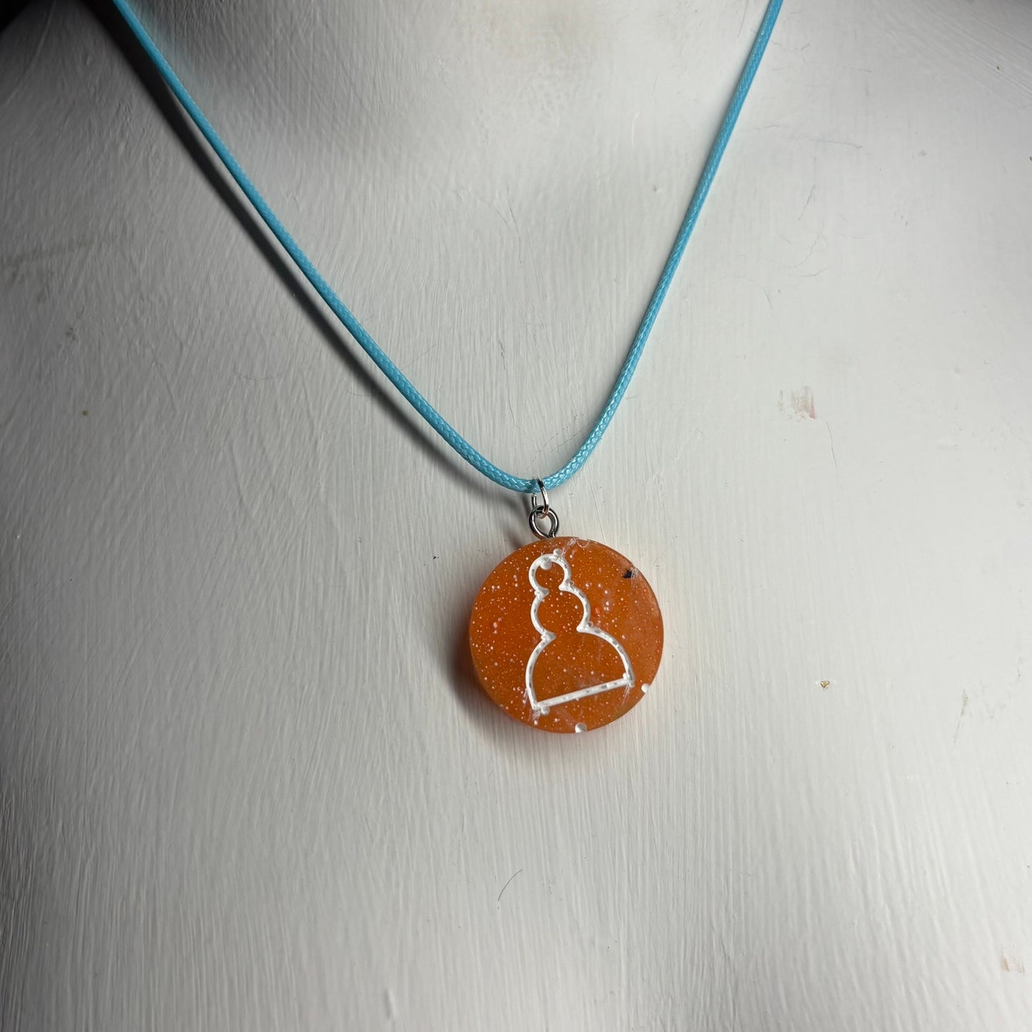 Orange/Blue Pawn - Handmade Resin Chess Necklace