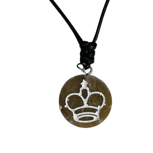 Dirty Brown King - Handmade Resin Chess Necklace - Flat Edition