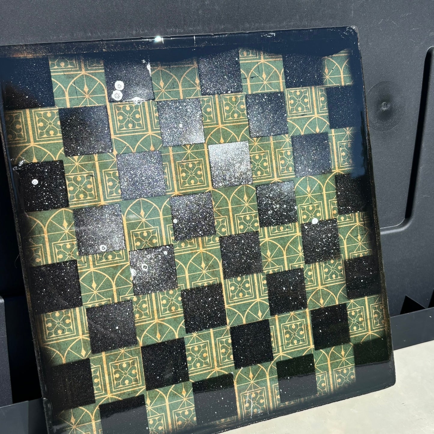 The Royal Green - Resin Coated Chess Board