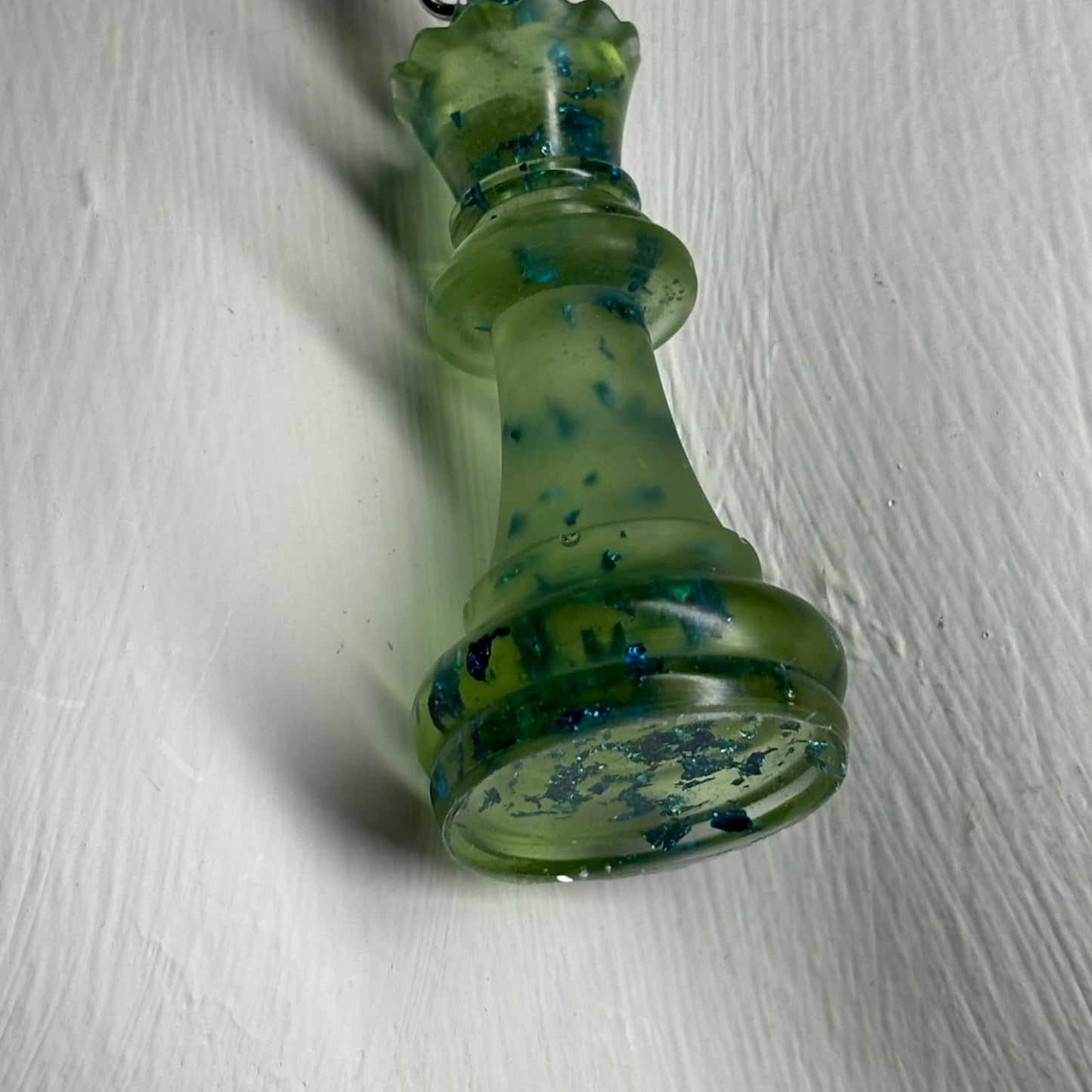 Green Crystal Queen - Handmade Resin Chess Necklace