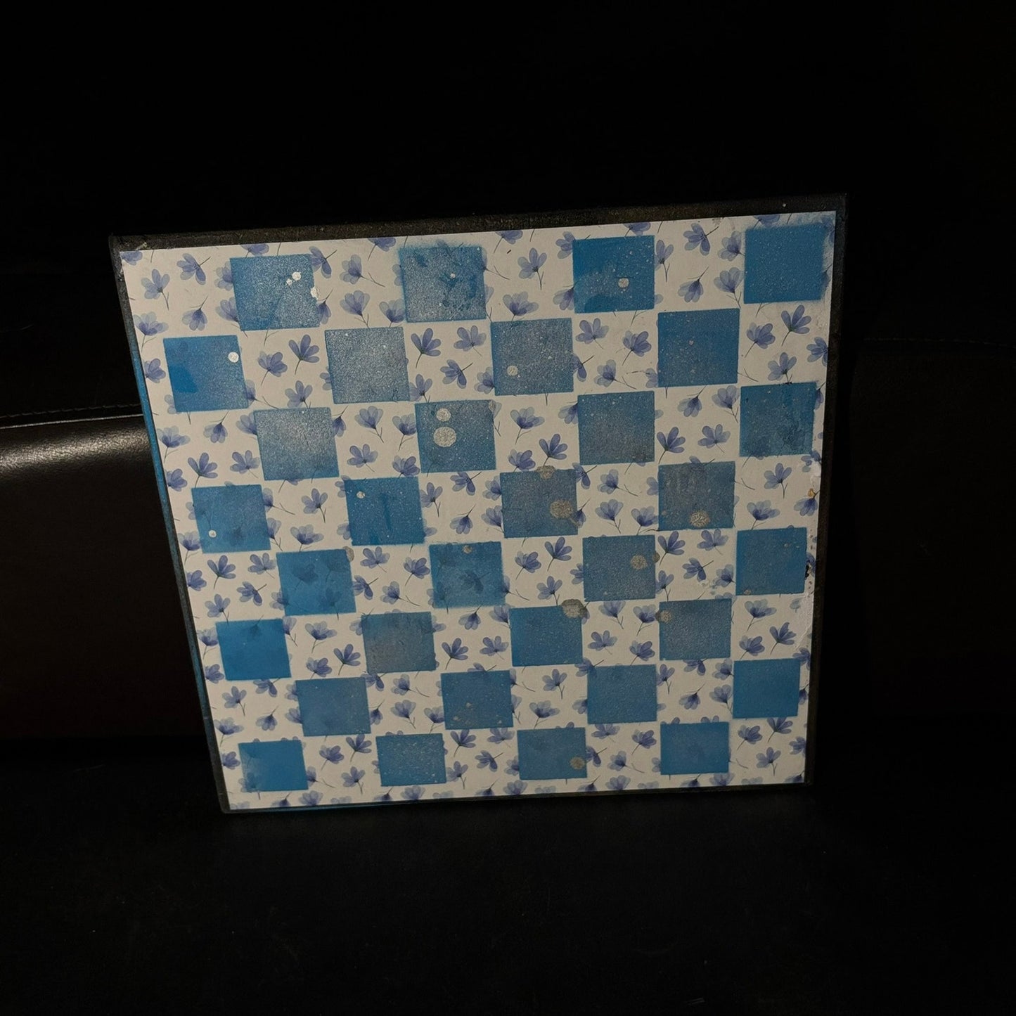 Blight Blue Flowers - Scrapbook Chess Board