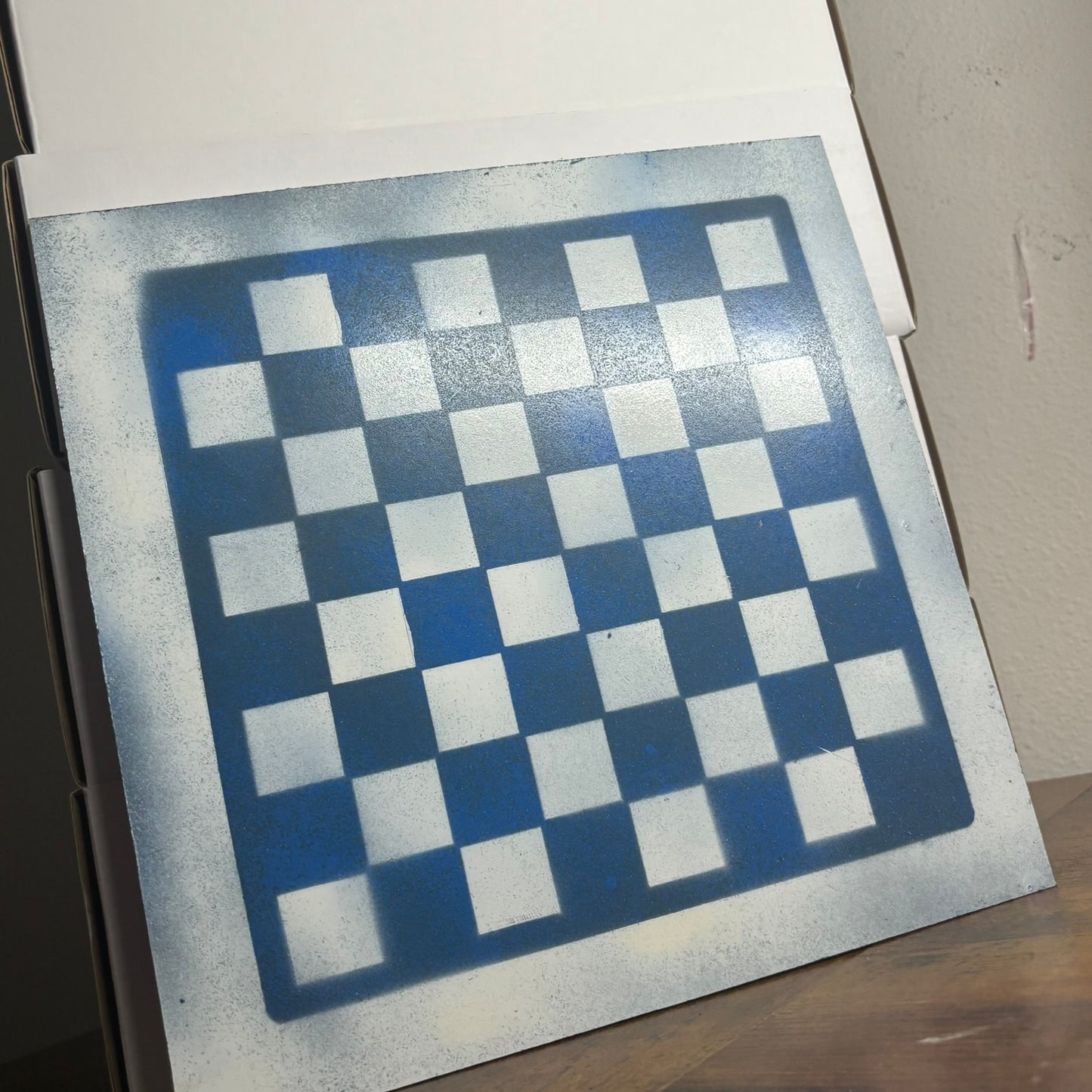 Blue & White - Painted Chess Board