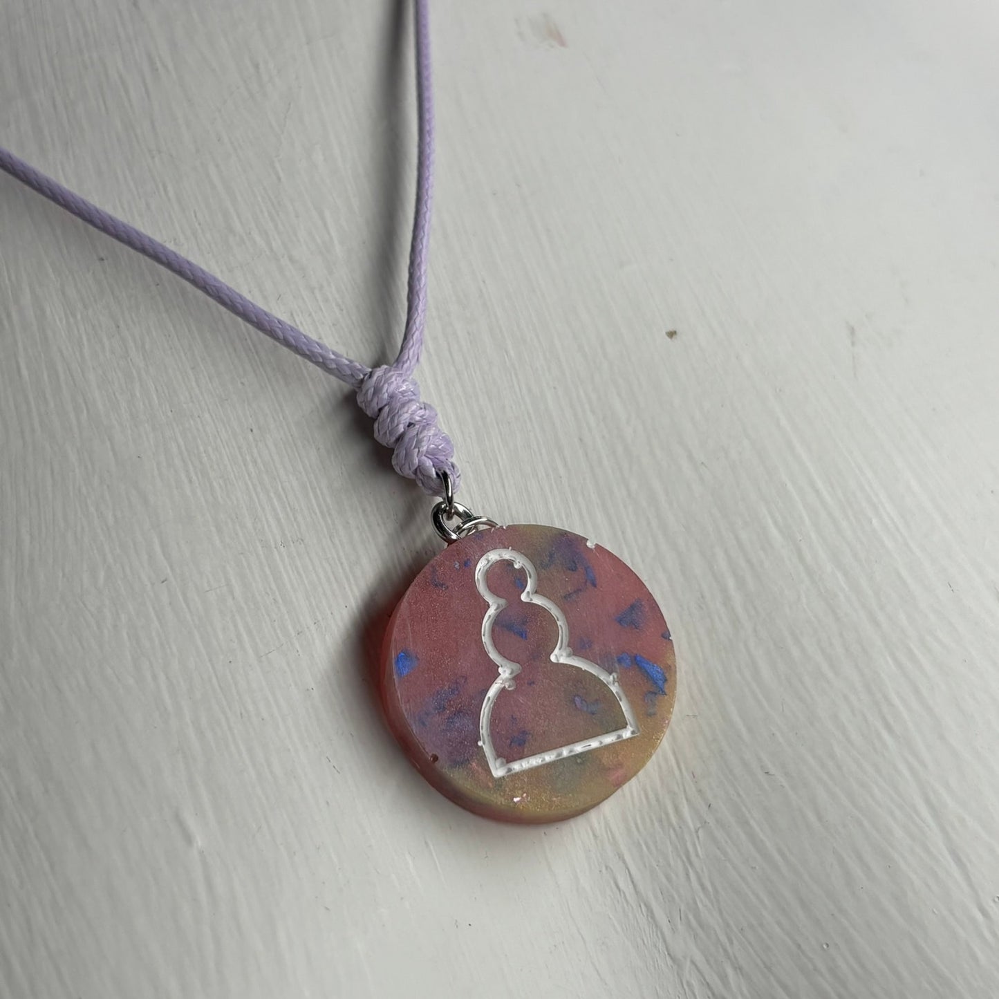 Pink Crystal Pawn - Handmade Resin Chess Necklace