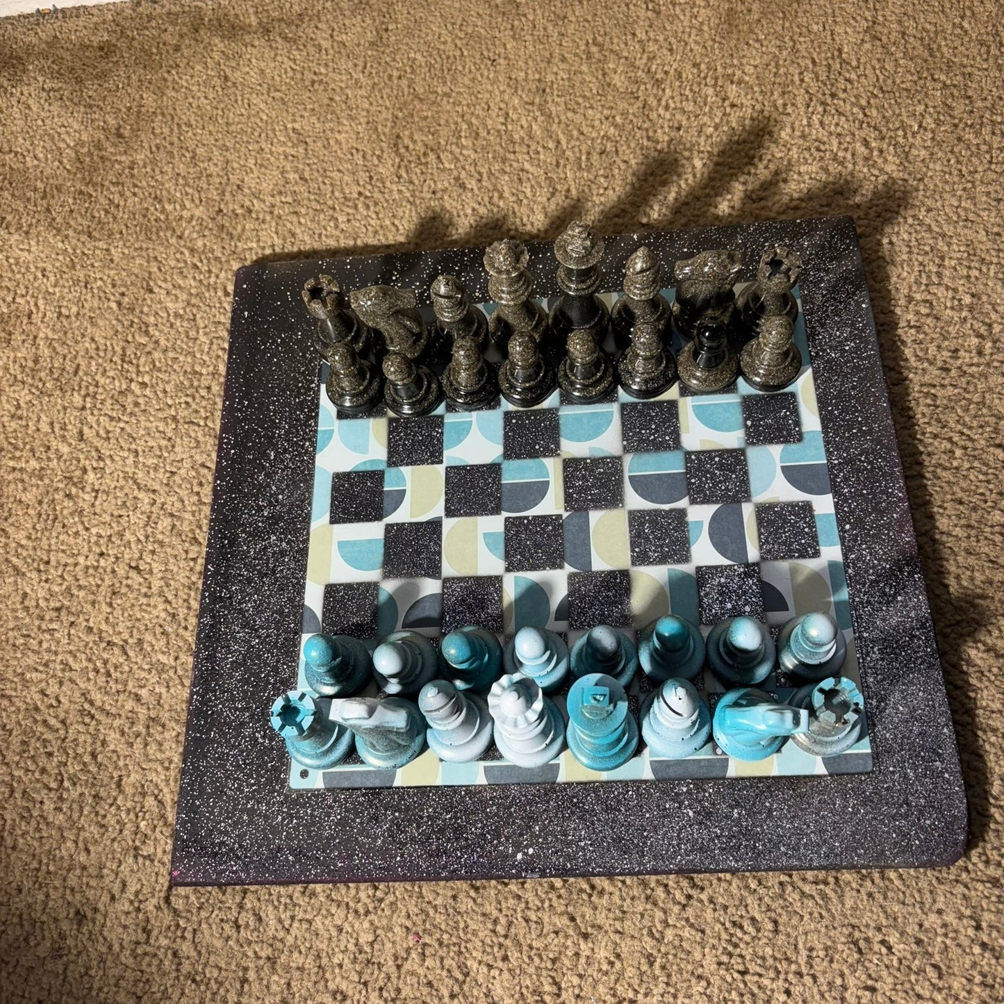Vintage Blue - Large Deluxe Chess Set