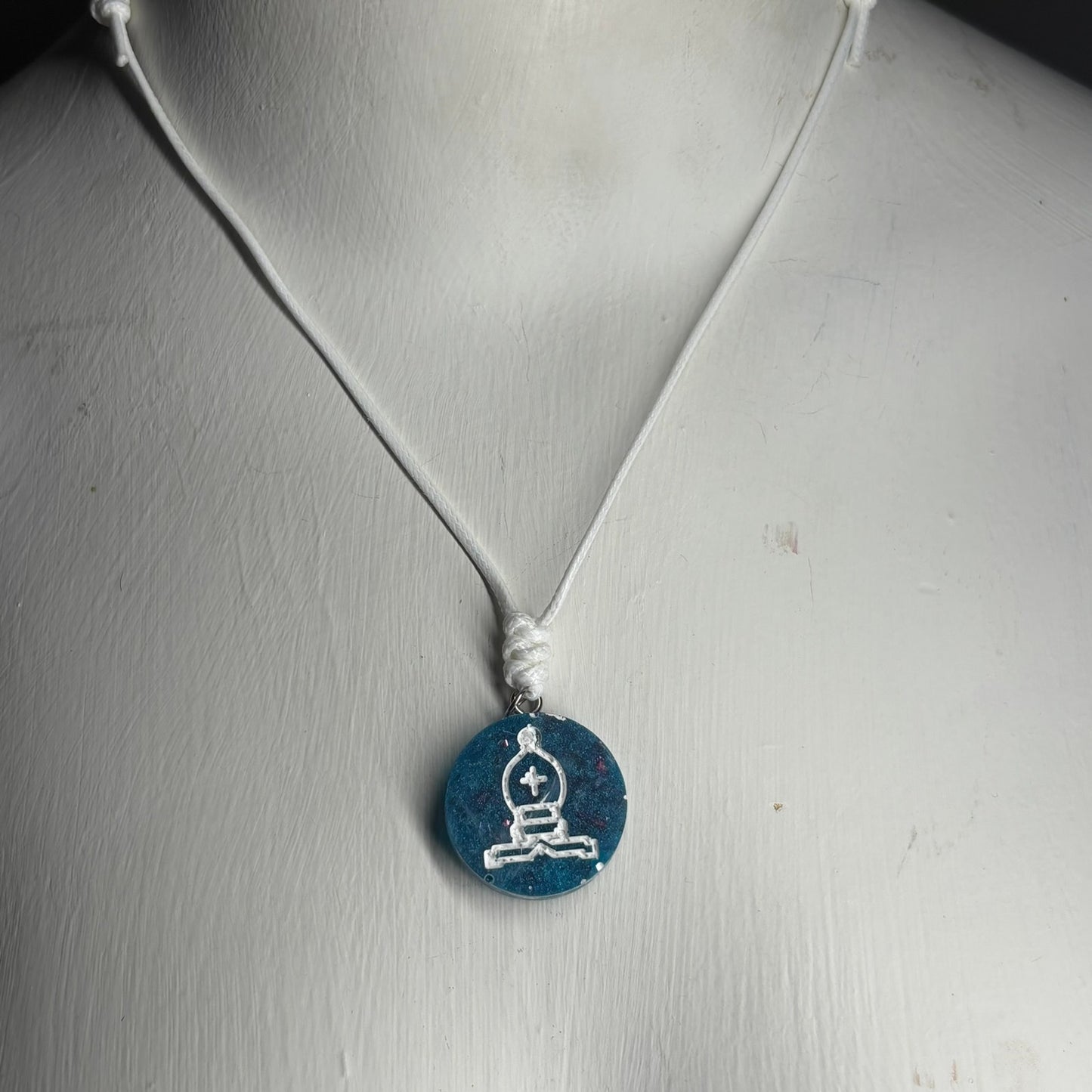 Blue Bishop - Handmade Resin Chess Necklace