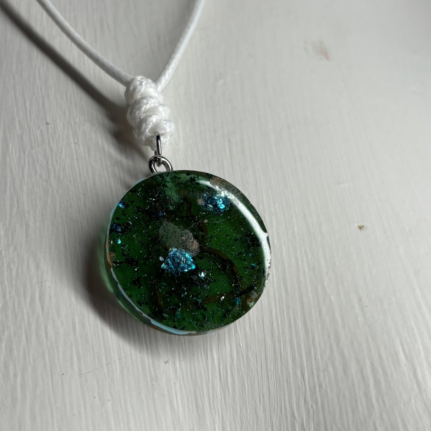 Green Orange Pawn - Handmade Resin Chess Necklace