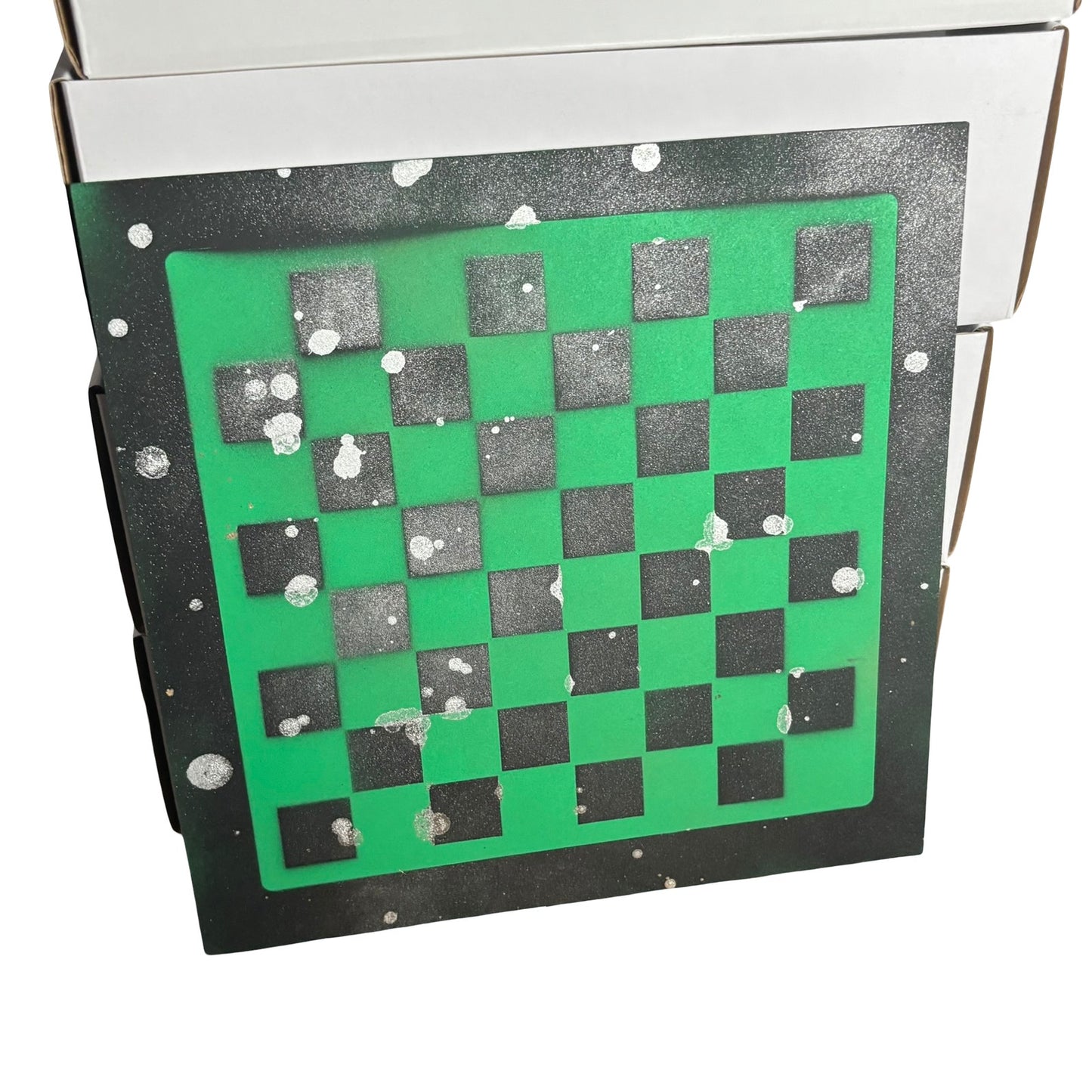 Chrome Green & Black - Painted Chess Board