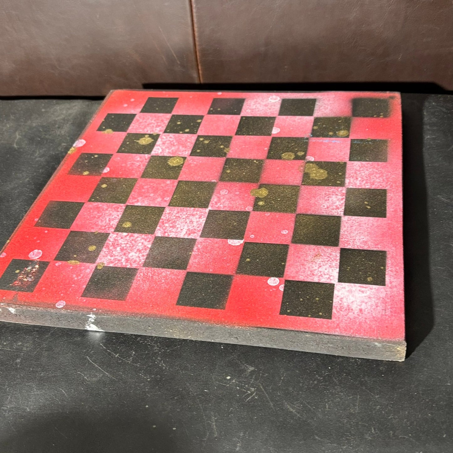 Goldish Red Fever - Painted Chess Board