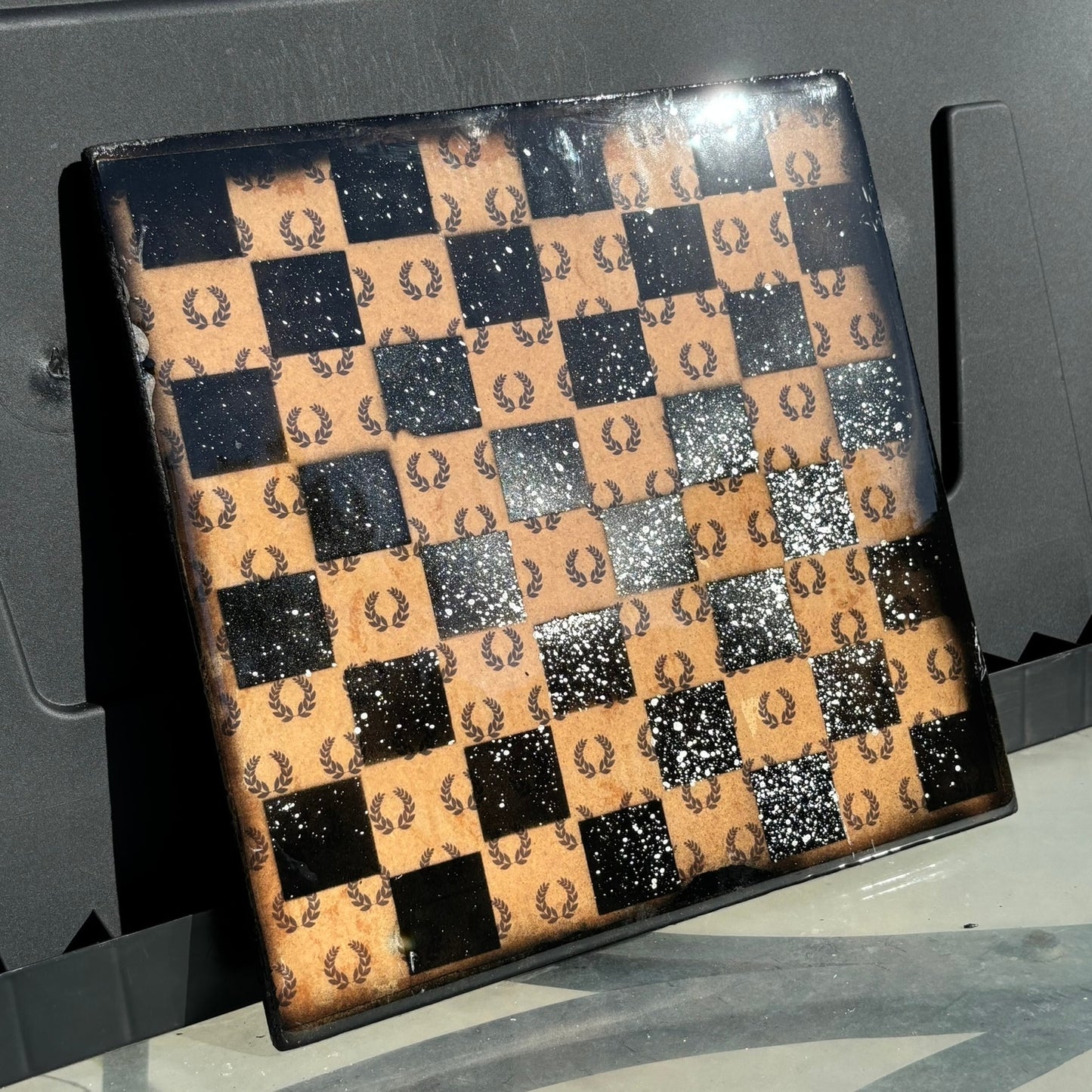 Orange Knight - Resin Coated Chess Board