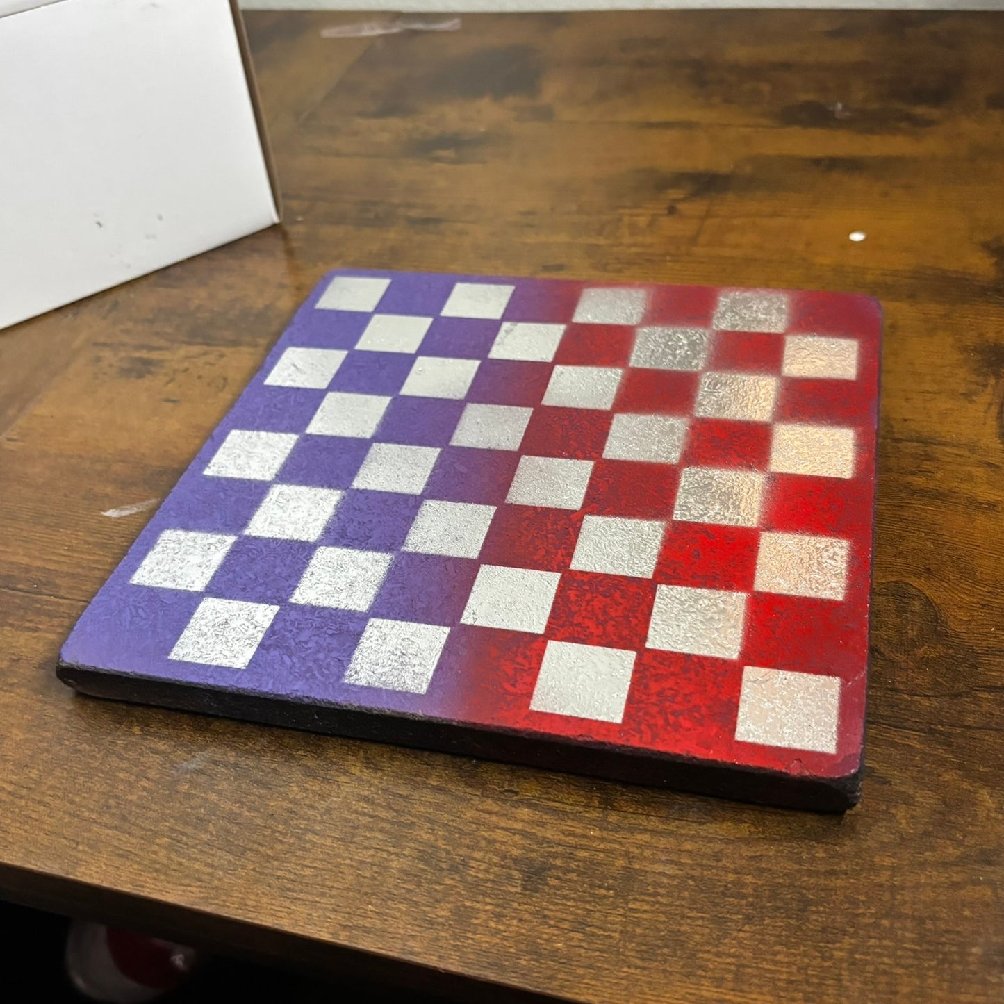 Purple & Red Chrome - Painted Double Sided Chess Board