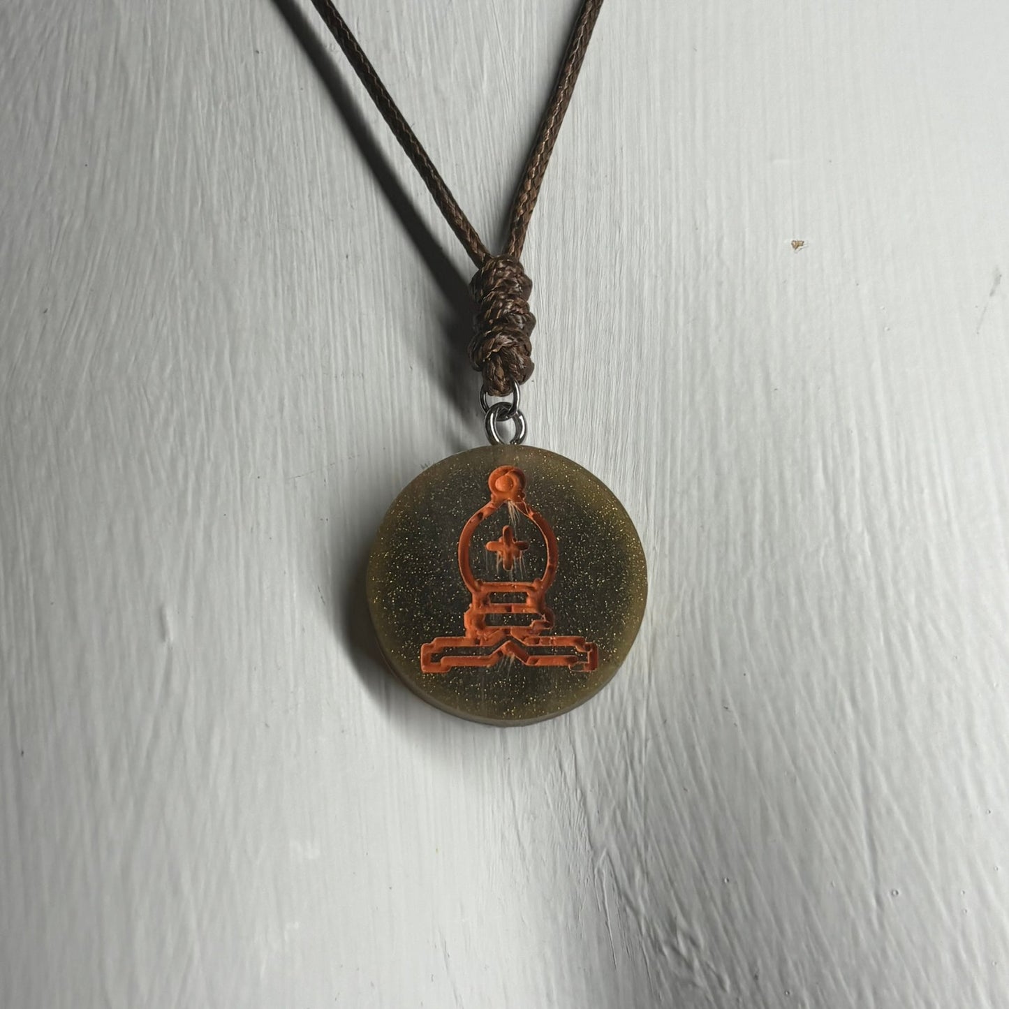 Coffee Brown Bishop - Handmade Resin Chess Necklace