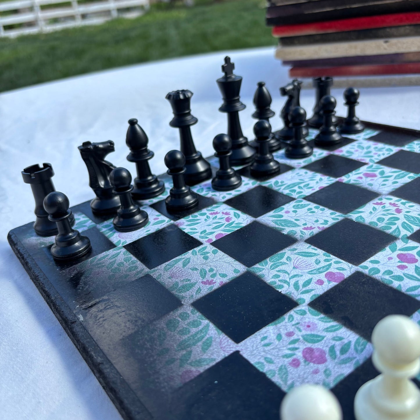 Vintage Flowers - Scrapbook Chess Set