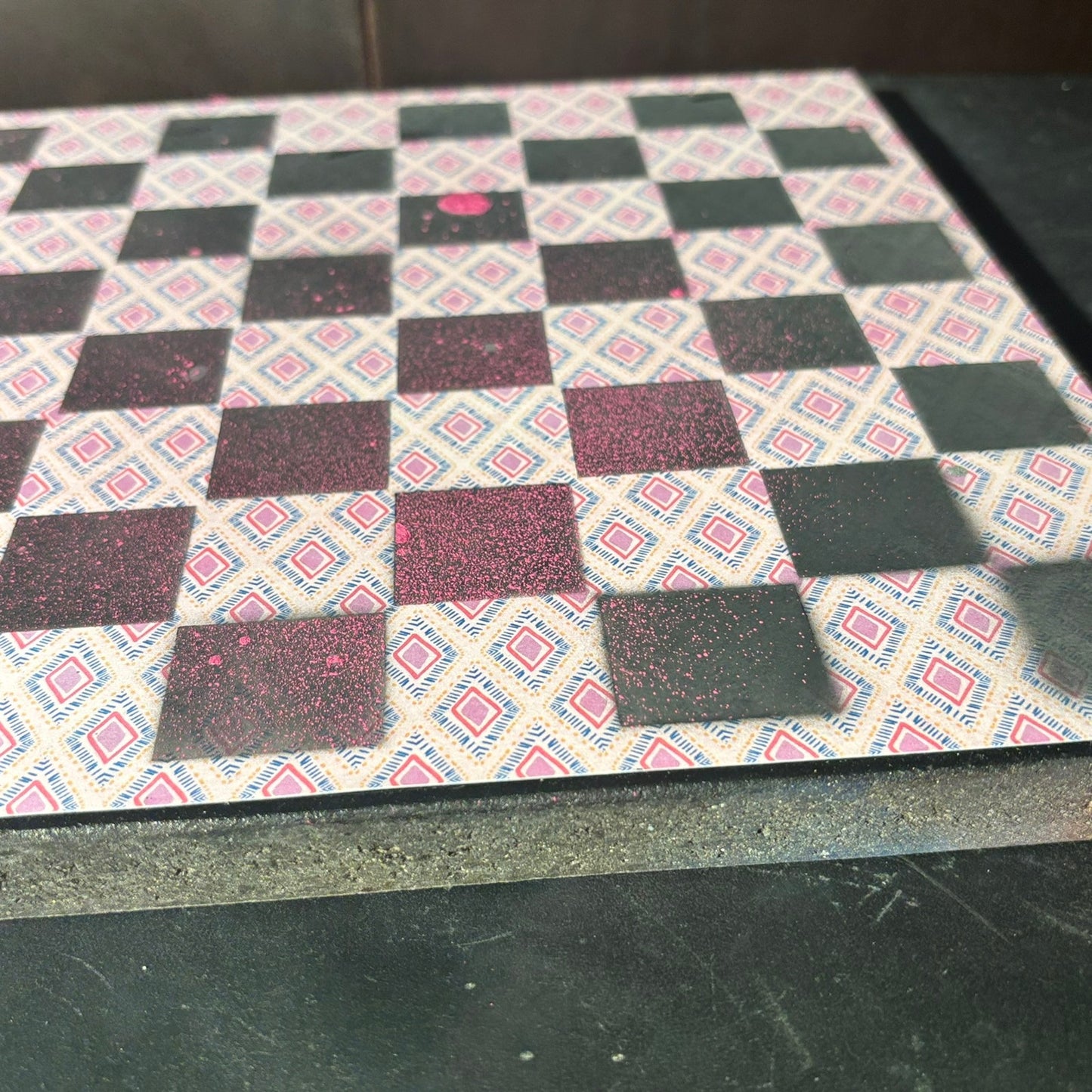 Light Pink & Blue - Scrapbook Chess Board