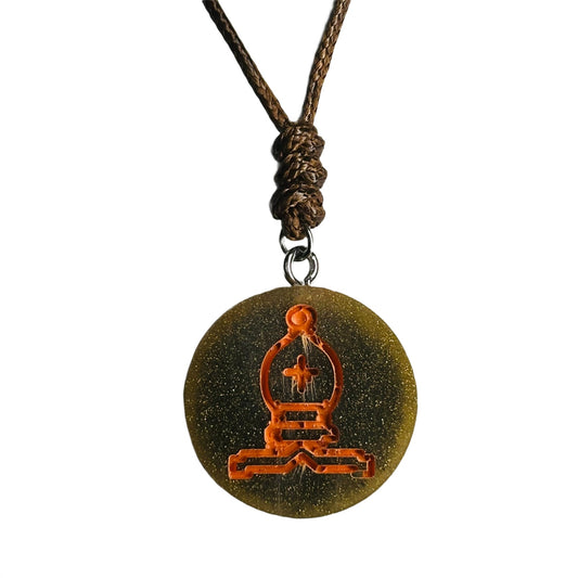 Coffee Brown Bishop - Handmade Resin Chess Necklace