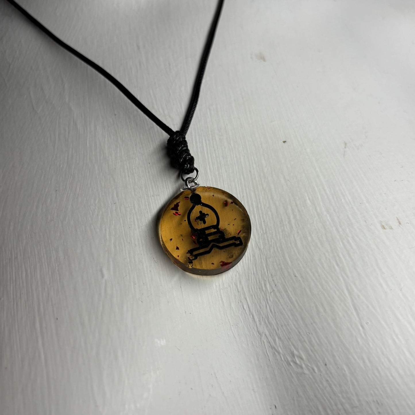 Yellow Transparent Bishop - Handmade Resin Chess Necklace