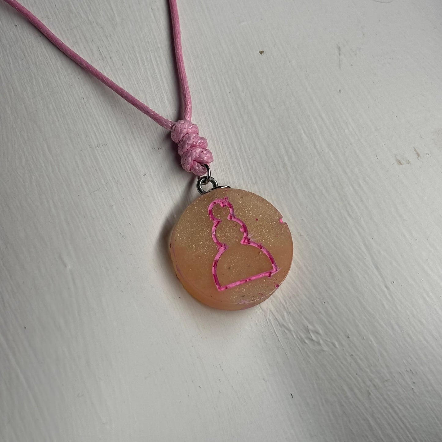 Sunset Pink Pawn - Handmade Resin Chess Necklace