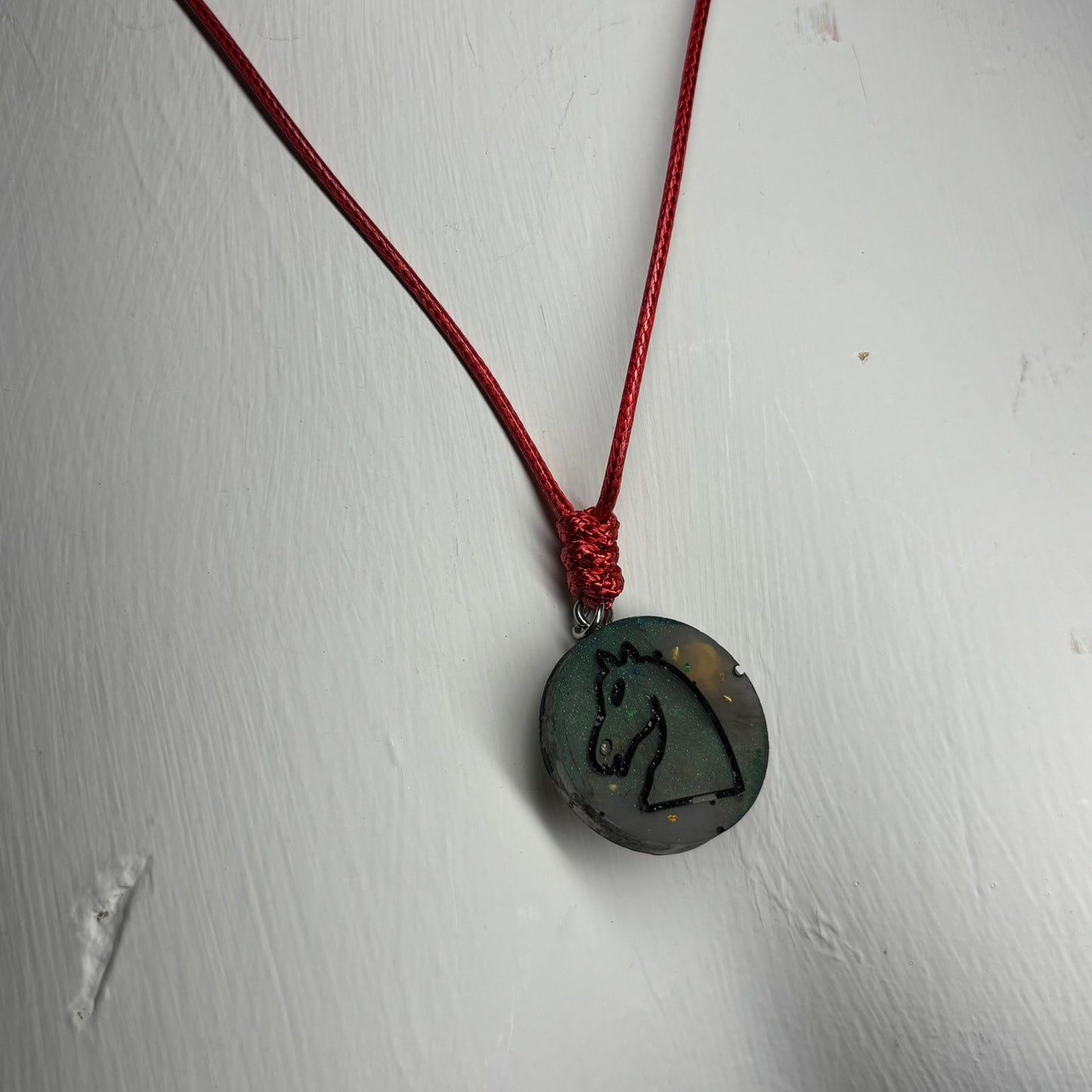 Dark Royal Knight - Handmade Resin Chess Necklace