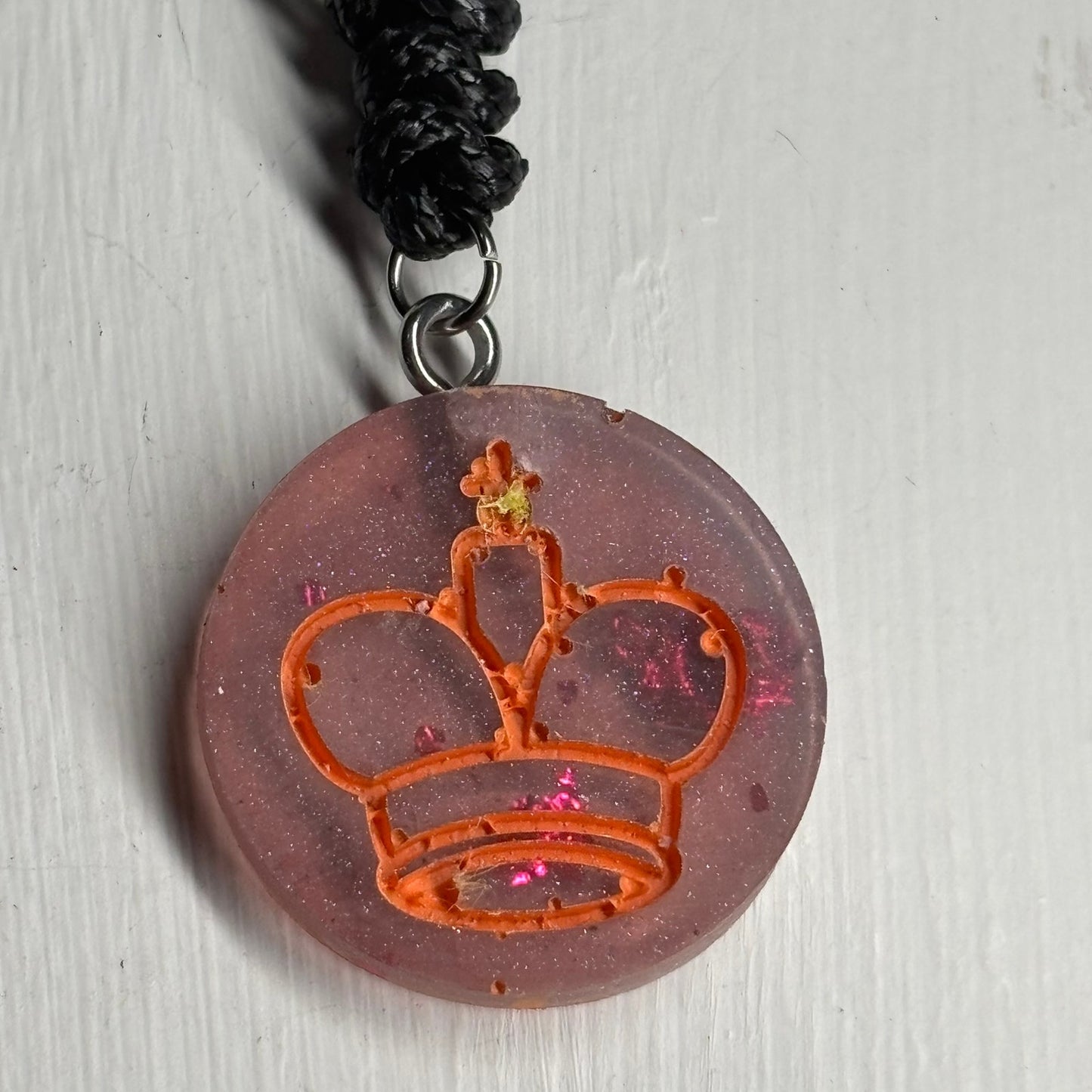 Vintage Orange King - Handmade Resin Chess Necklace
