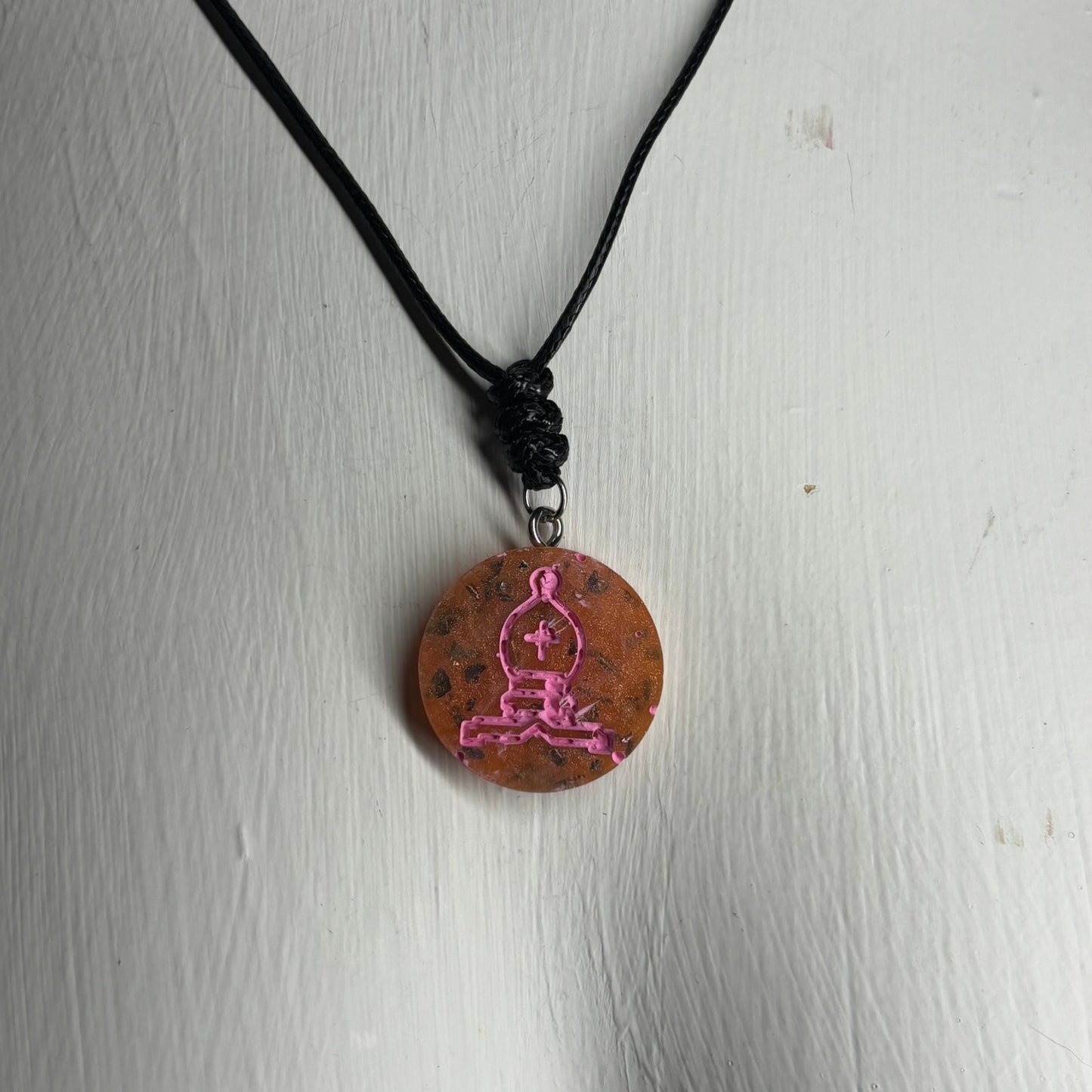 Pint Print Bishop - Handmade Resin Chess Necklace