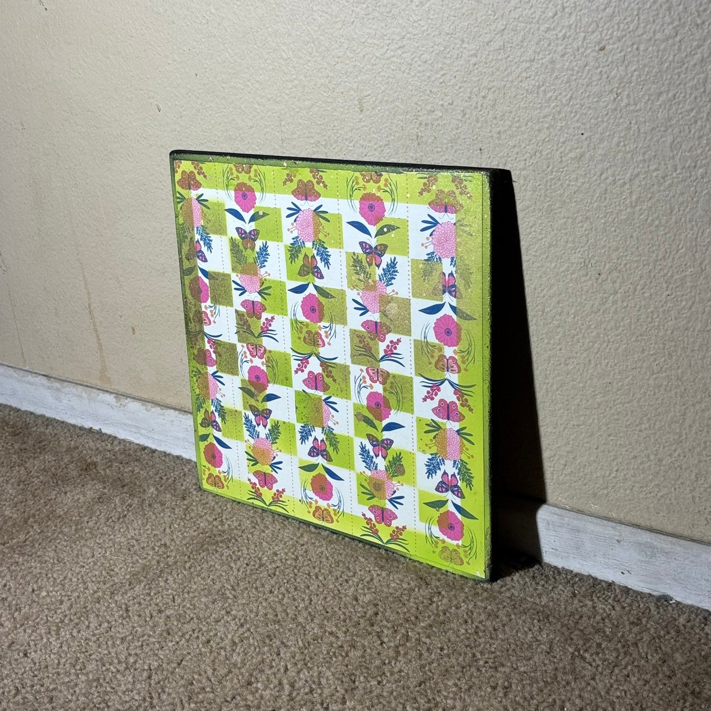 Neon Green Garden - Scrapbook Chess Board