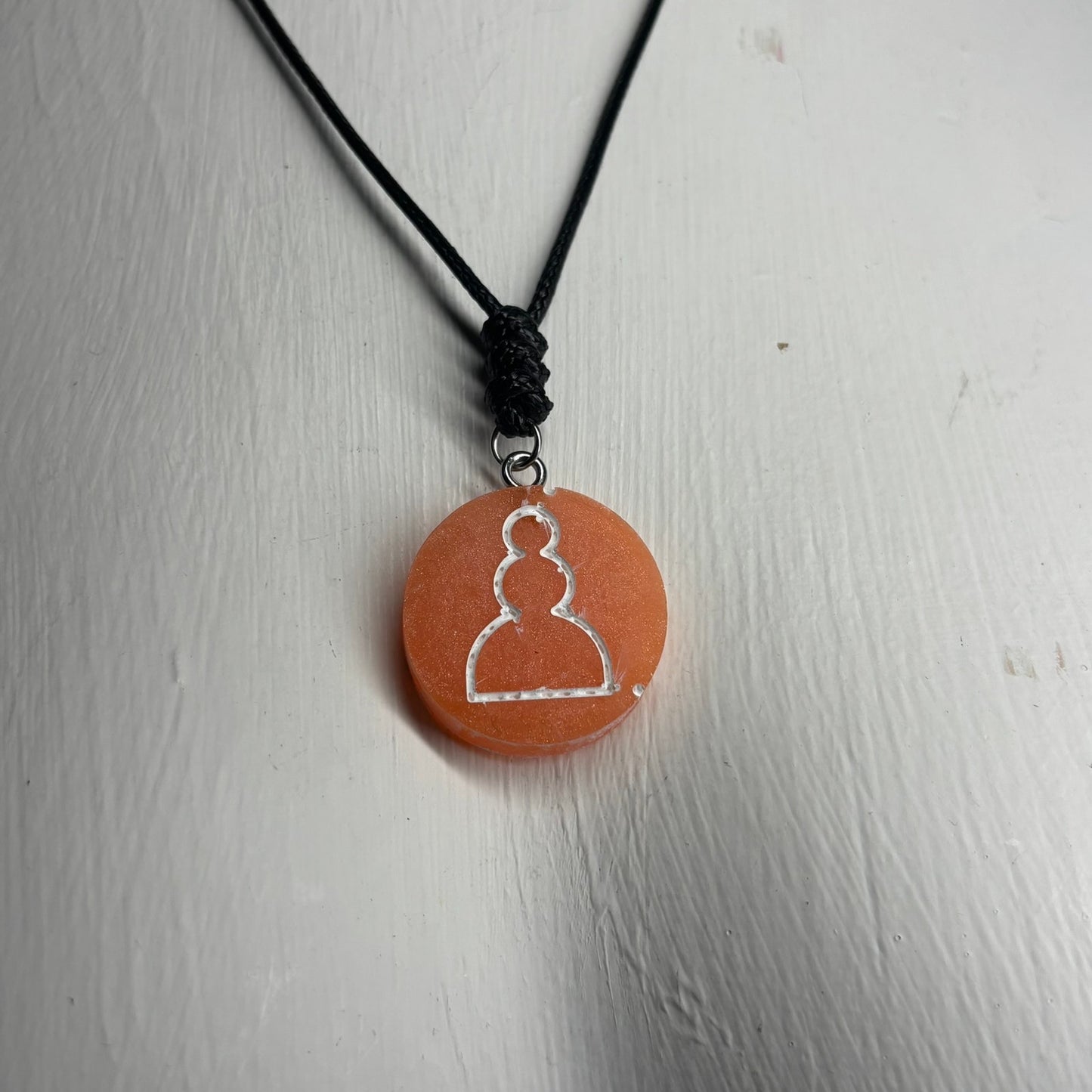 Orange Pawn - Handmade Resin Chess Necklace