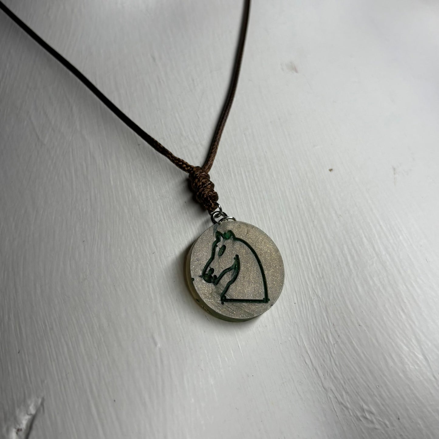 Brown Vintage Knight - Handmade Resin Chess Necklace