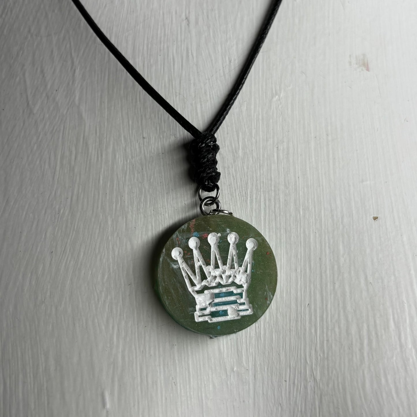 Green Queen - Handmade Resin Chess Necklace