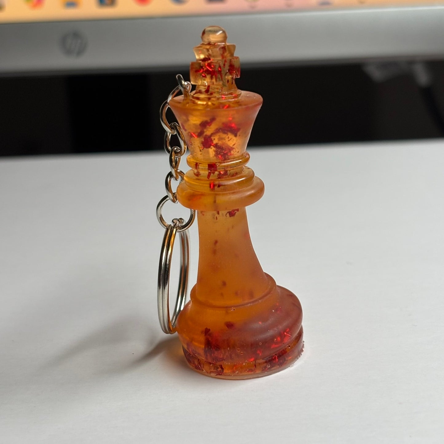 Tilted Amber King - Handmade Resin Keychain