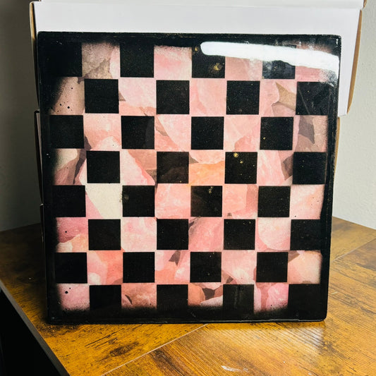 Soft Pink Rock - Resin Coated Chess Board