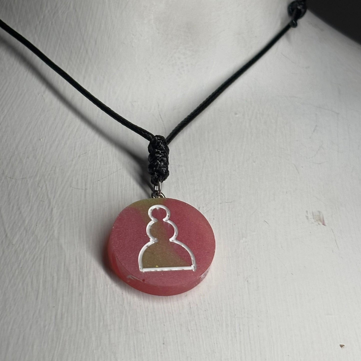 Pink Flush Pawn - Handmade Resin Chess Necklace