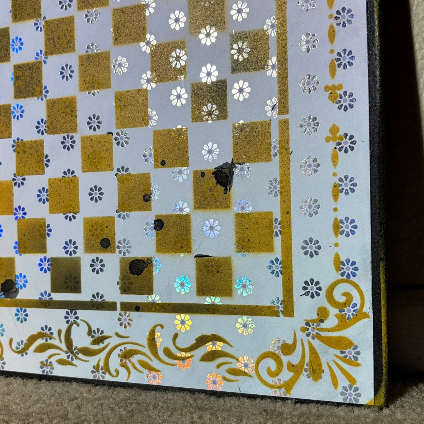 Yellow Chrome Flowers - Scrapbook Chess Board