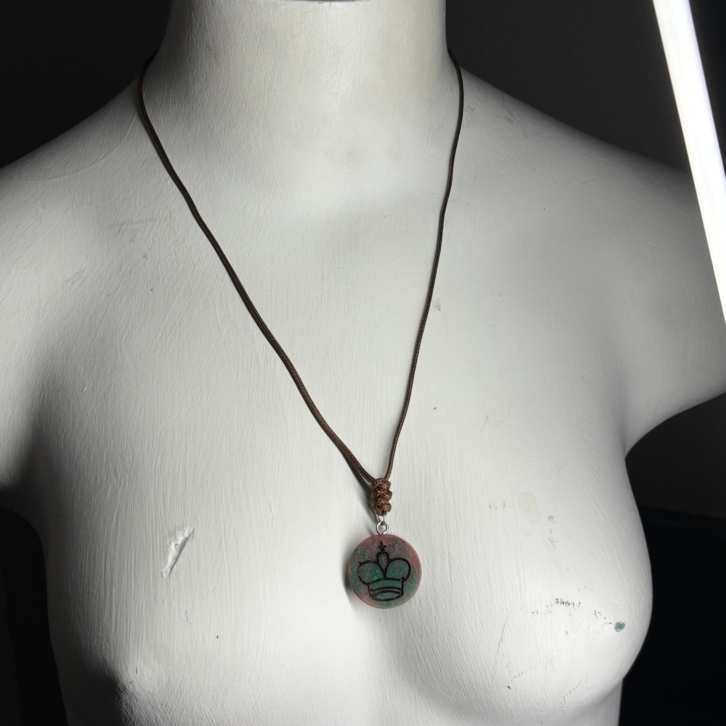 Galaxy Green King - Handmade Resin Chess Necklace
