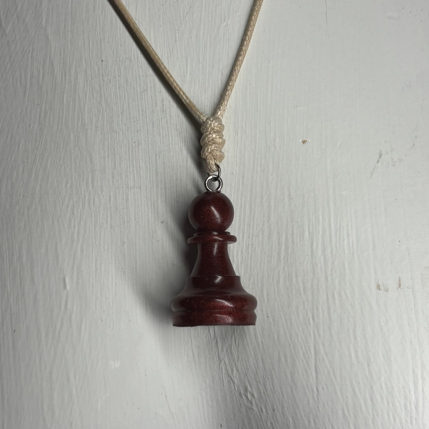 Bronze Red Pawn - Handmade Resin Chess Necklace