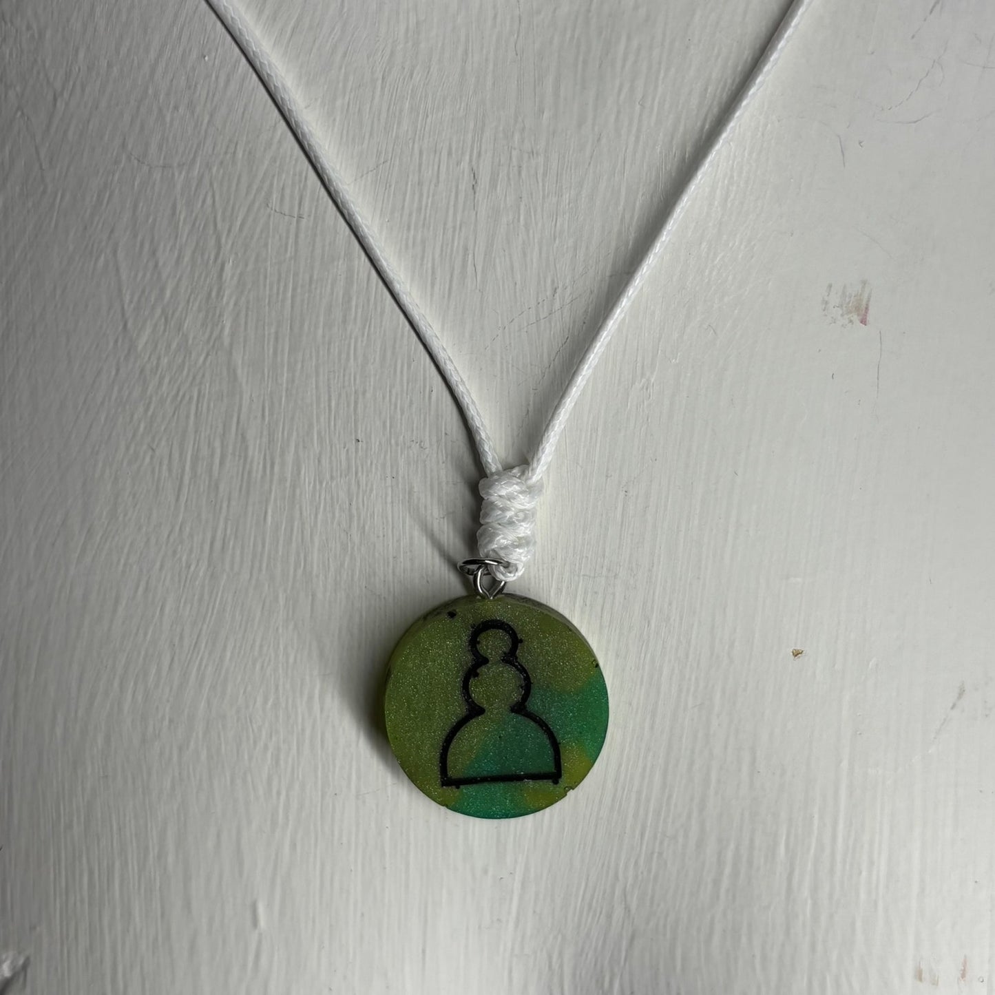 Green Swirl Pawn - Handmade Resin Chess Necklace