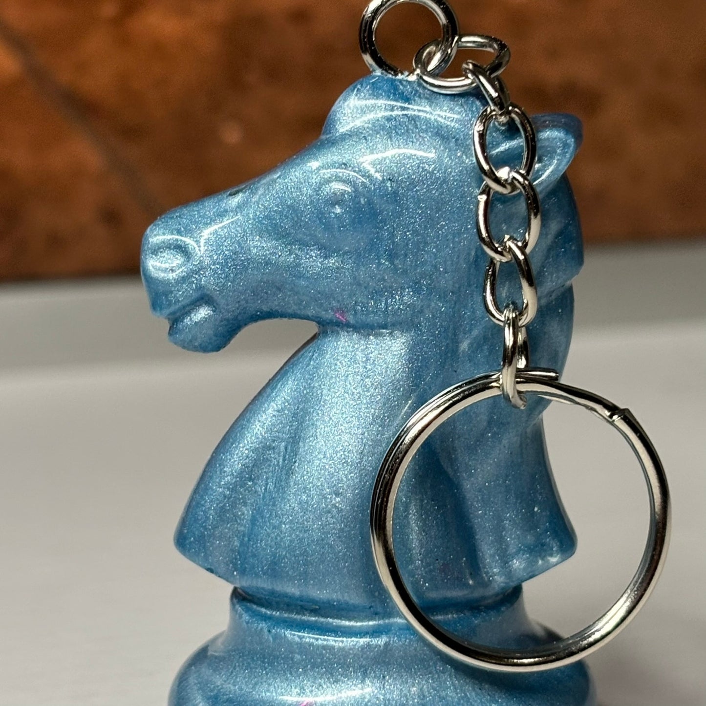 Smooth Blue Knight - Handmade Resin Keychain - Large Edition