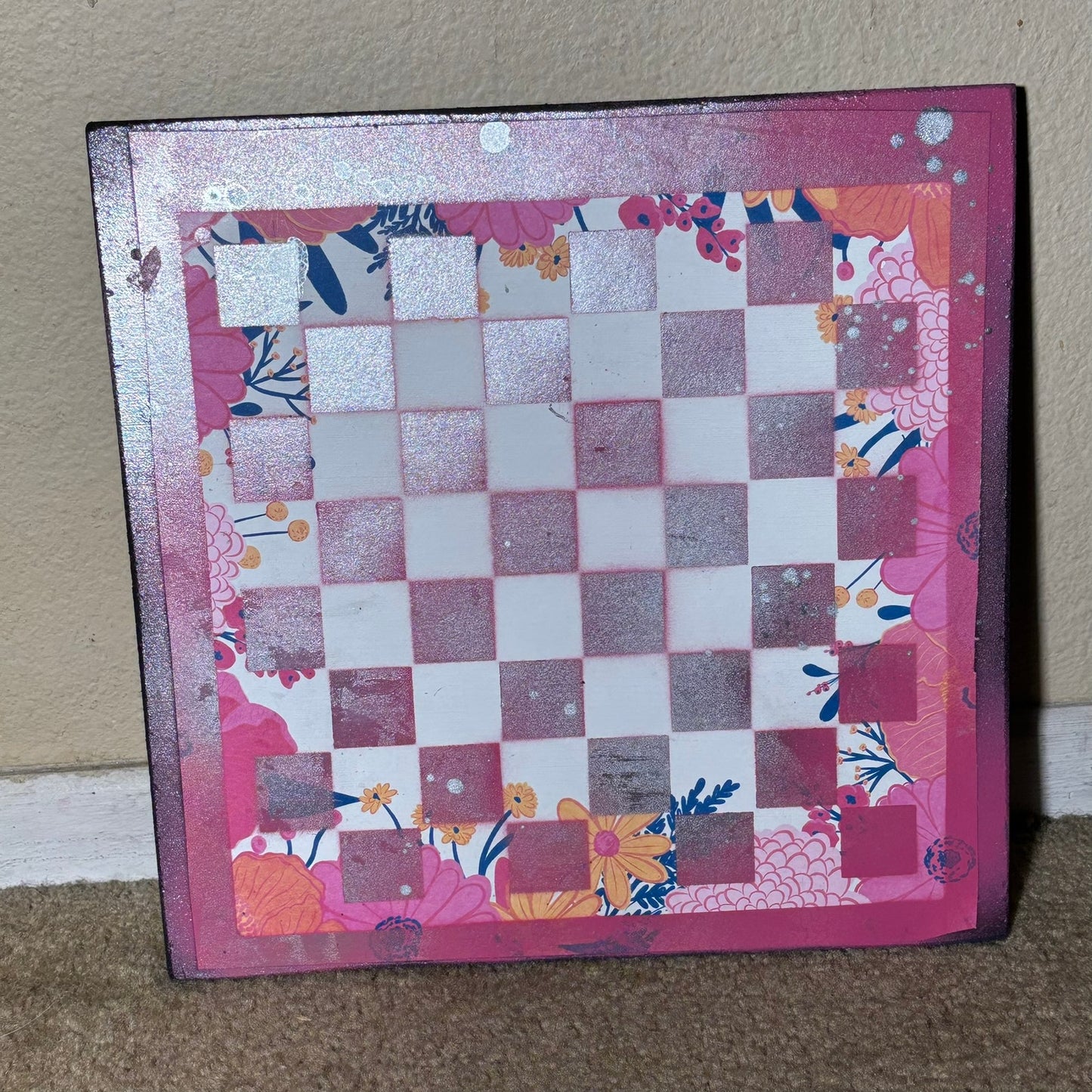 Silver Pink - Scrapbook Chess Board