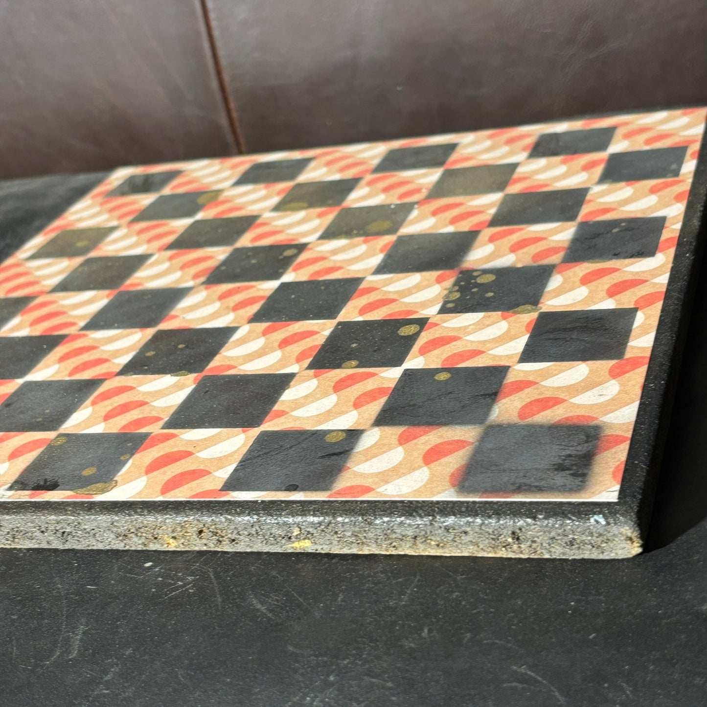 Orange Swirl - Scrapbook Chess Board