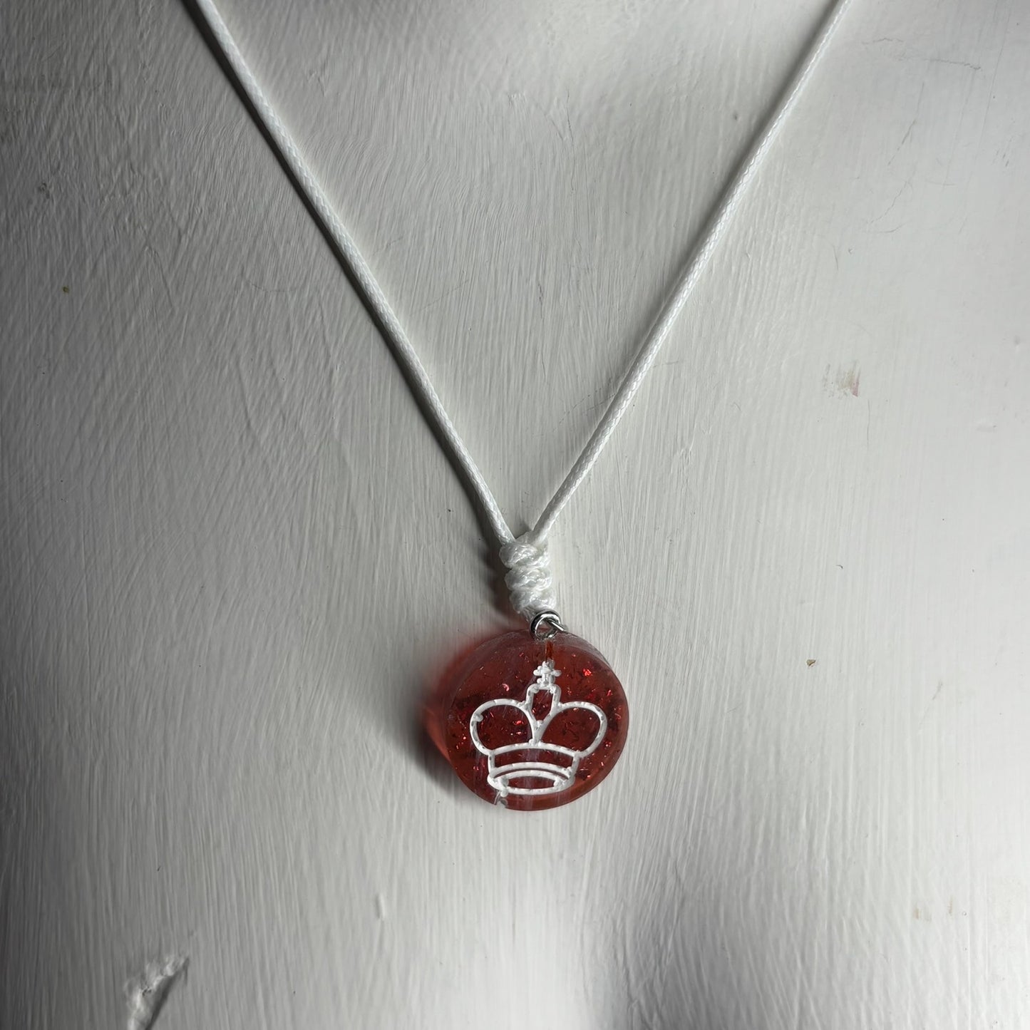 Crystal Red King - Handmade Resin Chess Necklace