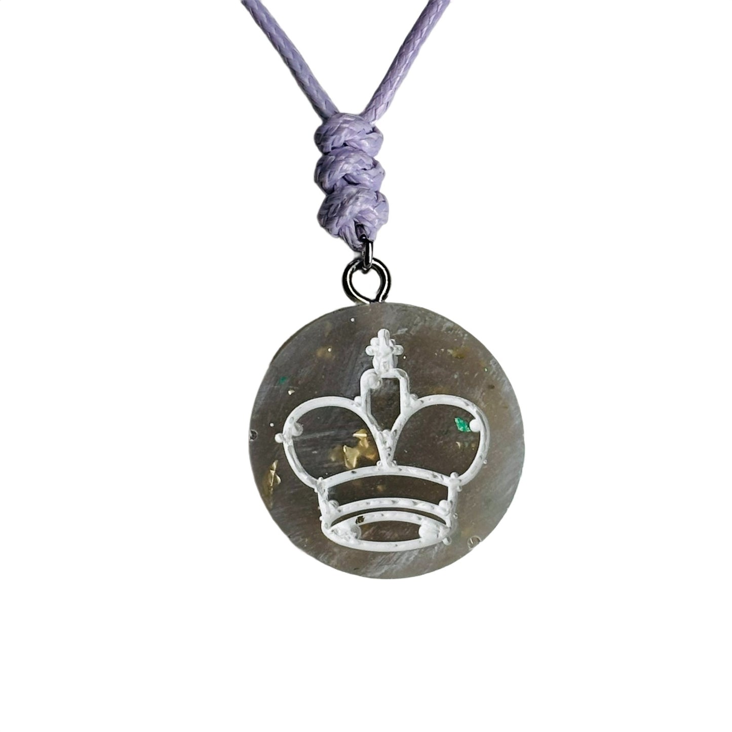 Purple Crystal King - Handmade Resin Chess Necklace