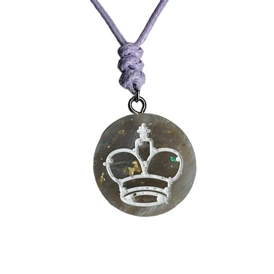 Purple Crystal King - Handmade Resin Chess Necklace