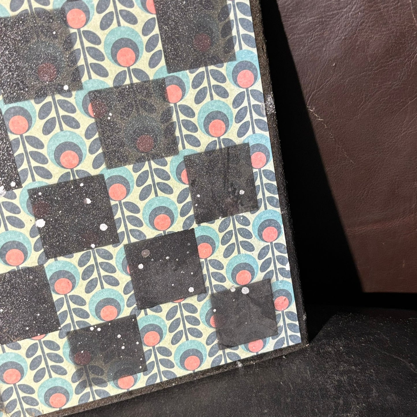 Vintage Peach Flowers - Scrapbook Chess Board