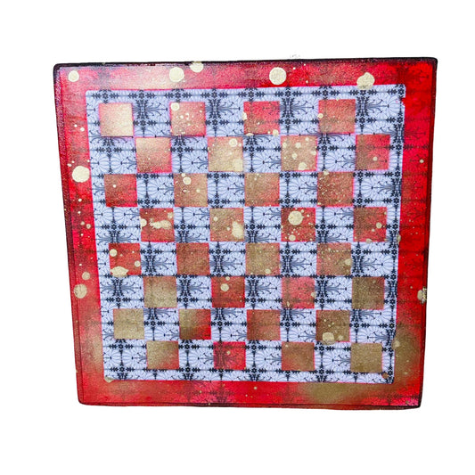 Vintage Red Drip - Scrapbook Chess Board