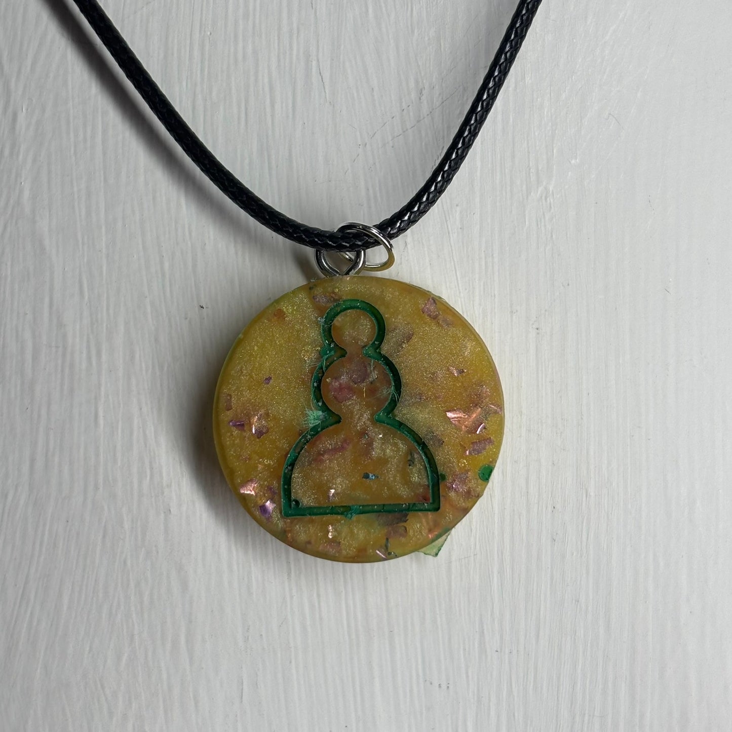 Crystal Yellow Pawn - Handmade Resin Chess Necklace