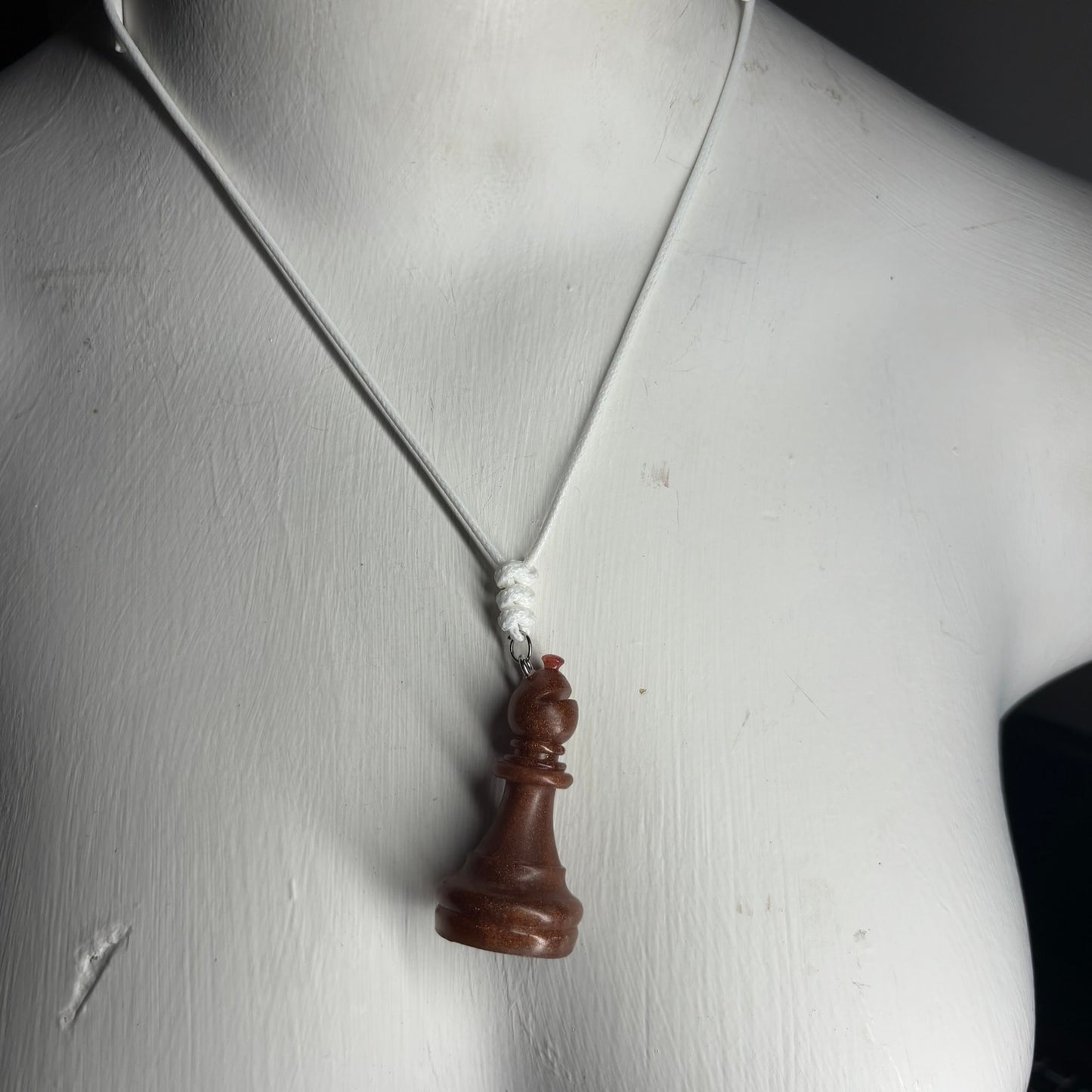 Bronze Brown Bishop - Handmade Resin Chess Necklace