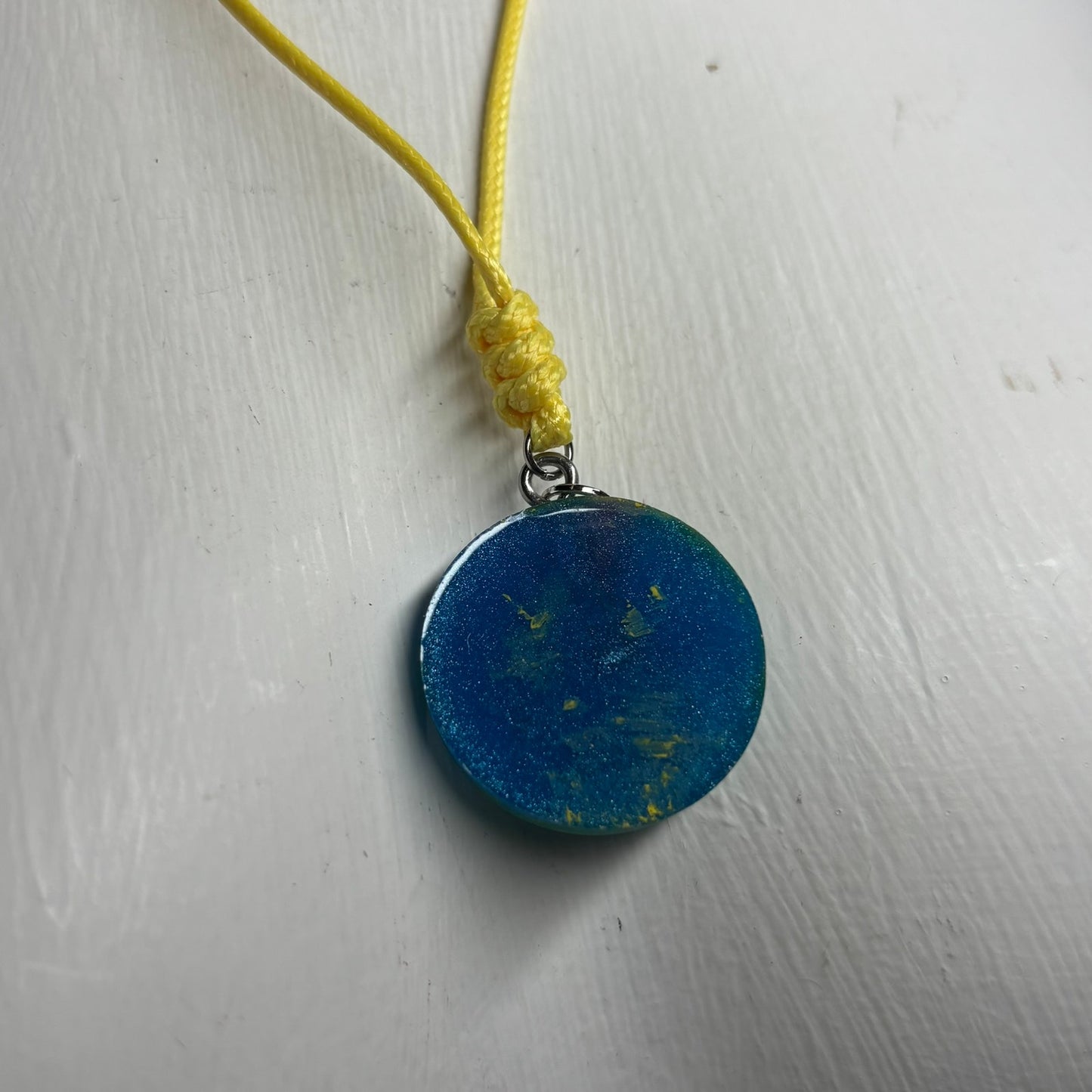 Yellow & Blue Pawn - Handmade Resin Chess Necklace