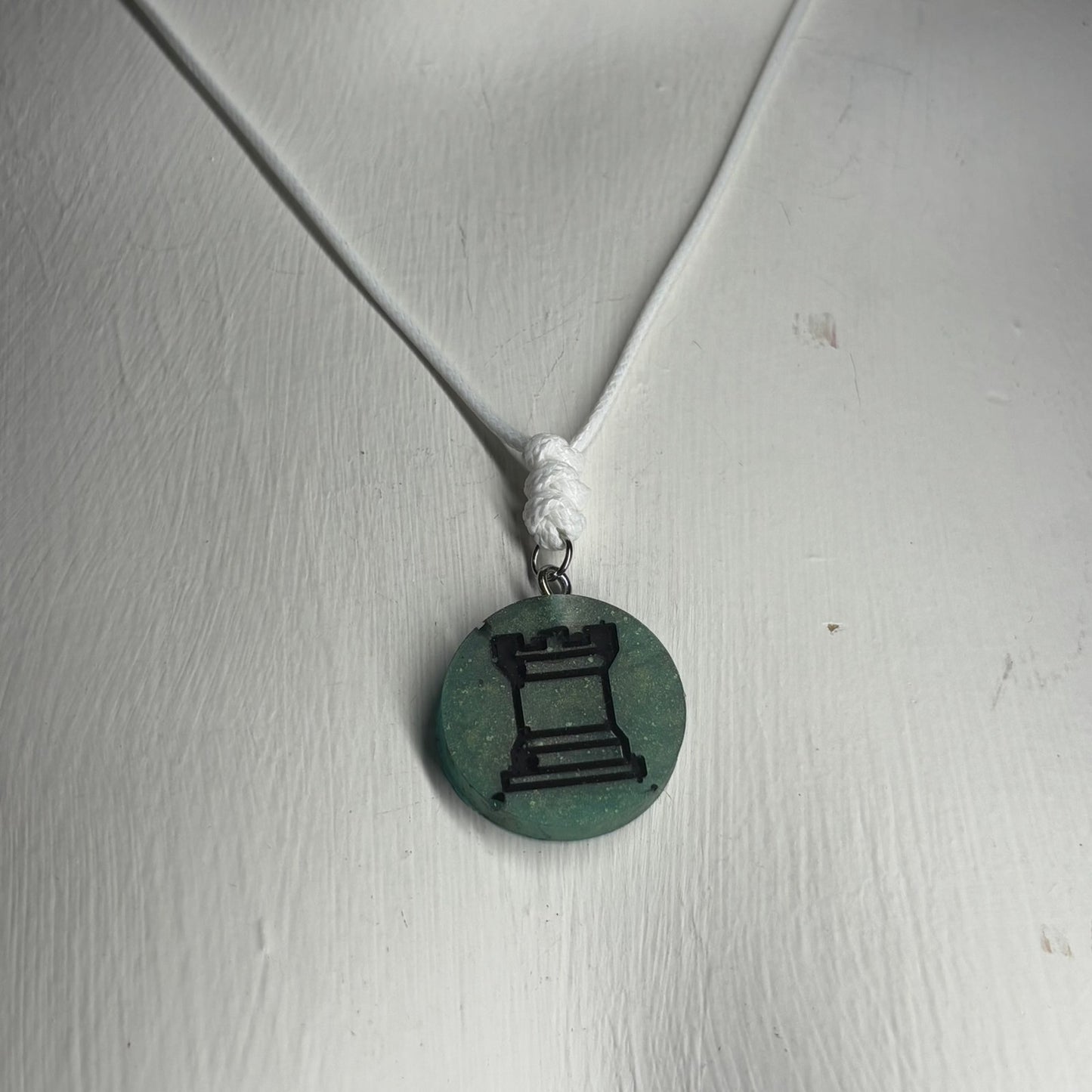 Green Rook - Handmade Resin Chess Necklace